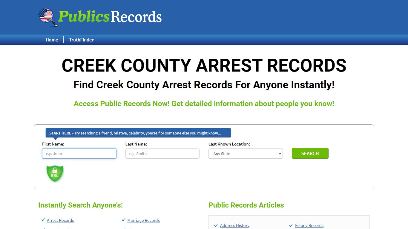Find Creek County Arrest Records For Anyone Instantly!