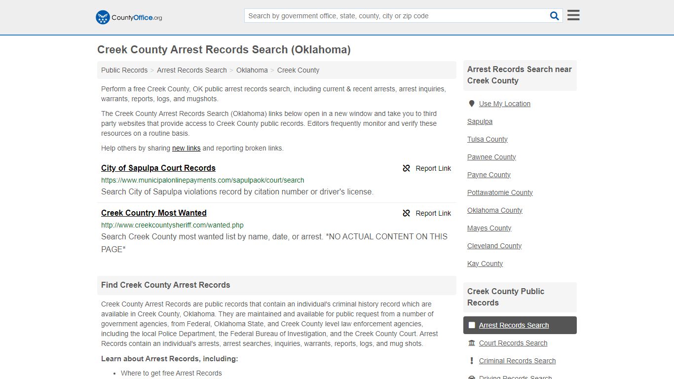 Arrest Records Search - Creek County, OK (Arrests & Mugshots)